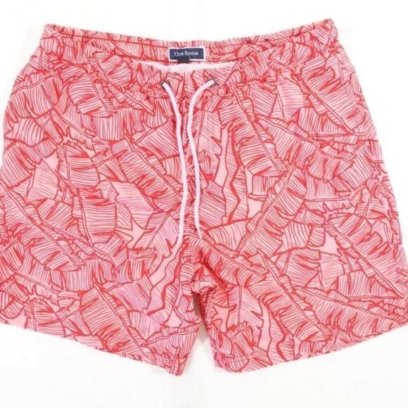 CLUB ROOM Mens Printed Polyester Swim Trunks Tropical Swim Trunks, - Picture 5 of 5